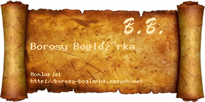 Borosy Boglárka névjegykártya